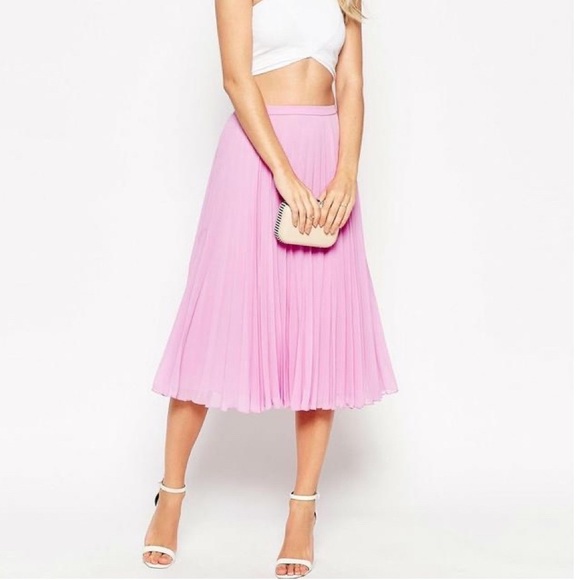 ASOS Pleated Chiffon Midi Skirt in Lilac - Picture 4 of 6
